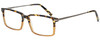 Profile View of Eyebobs Gus 3155-77 Designer Reading Eye Glasses with Custom Cut Powered Lenses in Tortoise Amber Fade Gunmetal Mens Rectangle Full Rim Acetate 57 mm