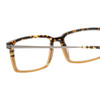 Close Up View of Eyebobs Gus 3155-77 Designer Reading Eye Glasses with Custom Cut Powered Lenses in Tortoise Amber Fade Gunmetal Mens Rectangle Full Rim Acetate 57 mm