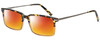Profile View of Eyebobs Gus 3155-77 Designer Polarized Sunglasses with Custom Cut Red Mirror Lenses in Tortoise Amber Fade Gunmetal Mens Rectangle Full Rim Acetate 57 mm