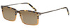 Profile View of Eyebobs Gus 3155-77 Designer Polarized Reading Sunglasses with Custom Cut Powered Amber Brown Lenses in Tortoise Amber Fade Gunmetal Mens Rectangle Full Rim Acetate 57 mm