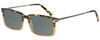 Profile View of Eyebobs Gus 3155-77 Designer Polarized Reading Sunglasses with Custom Cut Powered Smoke Grey Lenses in Tortoise Amber Fade Gunmetal Mens Rectangle Full Rim Acetate 57 mm