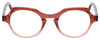 Front View of Eyebobs Heda Letus 2744-01 Designer Progressive Lens Prescription Rx Eyeglasses in Red Pink Stripe Crystal Ladies Round Full Rim Acetate 47 mm