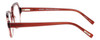 Side View of Eyebobs Heda Letus 2744-01 Designer Blue Light Blocking Eyeglasses in Red Pink Stripe Crystal Ladies Round Full Rim Acetate 47 mm