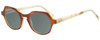 Profile View of Eyebobs Heda Letus 2744-06 Designer Polarized Reading Sunglasses with Custom Cut Powered Smoke Grey Lenses in Tortoise Marble White Horn Unisex Round Full Rim Acetate 47 mm