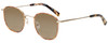 Profile View of Eyebobs Inside 3174-06 Designer Polarized Reading Sunglasses with Custom Cut Powered Amber Brown Lenses in Orange Tortoise Havana Gold Unisex Square Full Rim Metal 48 mm
