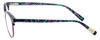 Side View of Eyebobs Low Hanging Fruit 3159-52 Designer Blue Light Blocking Eyeglasses in Purple Green Marble Swirl Ladies Round Full Rim Acetate 50 mm