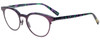 Profile View of Eyebobs Low Hanging Fruit 3159-52 Designer Progressive Lens Blue Light Blocking Eyeglasses in Purple Green Marble Swirl Ladies Round Full Rim Acetate 50 mm