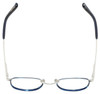 Top View of Eyebobs Outside 3172-10 Designer Reading Eye Glasses with Custom Cut Powered Lenses in Blue Silver Unisex Round Full Rim Metal 47 mm