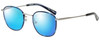 Profile View of Eyebobs Outside 3172-10 Designer Polarized Sunglasses with Custom Cut Blue Mirror Lenses in Blue Silver Unisex Round Full Rim Metal 47 mm