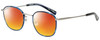 Profile View of Eyebobs Outside 3172-10 Designer Polarized Sunglasses with Custom Cut Red Mirror Lenses in Blue Silver Unisex Round Full Rim Metal 47 mm