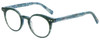 Profile View of Eyebobs Reva 2747-10 Unisex Cateye Designer Reading Glasses Green Blue Marble 45mm