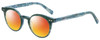 Profile View of Eyebobs Reva 2747-10 Designer Polarized Sunglasses with Custom Cut Red Mirror Lenses in Green Blue Marble Unisex Cateye Full Rim Acetate 45 mm