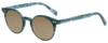 Profile View of Eyebobs Reva 2747-10 Designer Polarized Reading Sunglasses with Custom Cut Powered Amber Brown Lenses in Green Blue Marble Unisex Cateye Full Rim Acetate 45 mm