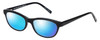 Profile View of Eyebobs Stew Zoo 2898-00 Designer Polarized Reading Sunglasses with Custom Cut Powered Blue Mirror Lenses in Black Snake Skin Ladies Cateye Full Rim Acetate 52 mm