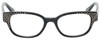 Front View of Eyebobs Study A Broad 2506-00 Ladies Cateye Reading Glasses Black Crystals 49 mm
