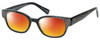 Profile View of Eyebobs Study A Broad 2506-00 Designer Polarized Sunglasses with Custom Cut Red Mirror Lenses in Black Crystal Rhinestones Ladies Cateye Full Rim Acetate 49 mm