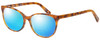 Profile View of Eyebobs Sweetie 3150-06 Designer Polarized Reading Sunglasses with Custom Cut Powered Blue Mirror Lenses in Orange Tortoise Havana Unisex Cateye Full Rim Acetate 54 mm