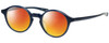 Profile View of Eyebobs Top Notch 2444-10 Designer Polarized Sunglasses with Custom Cut Red Mirror Lenses in Cobalt Blue Unisex Round Full Rim Acetate 47 mm