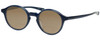 Profile View of Eyebobs Top Notch 2444-10 Designer Polarized Reading Sunglasses with Custom Cut Powered Amber Brown Lenses in Cobalt Blue Unisex Round Full Rim Acetate 47 mm