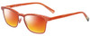 Profile View of Eyebobs Win Win 3158-77 Designer Polarized Sunglasses with Custom Cut Red Mirror Lenses in Orange Red Mesh Unisex Rectangle Full Rim Acetate 51 mm