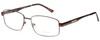 Profile View of Enhance EN3858 Designer Blue Light Blocking Eyeglasses in Brown Gold Mens Rectangle Full Rim Metal 63 mm