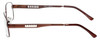 Side View of Enhance EN3858 Designer Progressive Lens Blue Light Blocking Eyeglasses in Brown Gold Mens Rectangle Full Rim Metal 63 mm