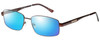 Profile View of Enhance EN3858 Designer Polarized Sunglasses with Custom Cut Blue Mirror Lenses in Brown Gold Mens Rectangle Full Rim Metal 63 mm