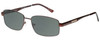 Profile View of Enhance EN3858 Designer Polarized Reading Sunglasses with Custom Cut Powered Smoke Grey Lenses in Brown Gold Mens Rectangle Full Rim Metal 63 mm