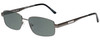 Profile View of Enhance EN3858 Designer Polarized Reading Sunglasses with Custom Cut Powered Smoke Grey Lenses in Gunmetal Silver Mens Rectangle Full Rim Metal 59 mm