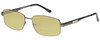 Profile View of Enhance EN3858 Designer Polarized Reading Sunglasses with Custom Cut Powered Sun Flower Yellow Lenses in Gunmetal Silver Mens Rectangle Full Rim Metal 63 mm