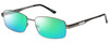 Profile View of Enhance EN3858 Designer Polarized Reading Sunglasses with Custom Cut Powered Green Mirror Lenses in Gunmetal Silver Mens Rectangle Full Rim Metal 63 mm