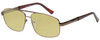 Profile View of Enhance EN3920 Designer Polarized Reading Sunglasses with Custom Cut Powered Sun Flower Yellow Lenses in Matte Coffee Brown Mens Square Full Rim Metal 62 mm