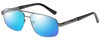 Profile View of Enhance EN3920 Designer Polarized Sunglasses with Custom Cut Blue Mirror Lenses in Shiny Dark Gunmetal Black Mens Square Full Rim Metal 59 mm