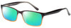 Profile View of Enhance EN4038 Designer Polarized Reading Sunglasses with Custom Cut Powered Green Mirror Lenses in Brown Gradient Crystal Mens Classic Full Rim Acetate 60 mm