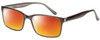 Profile View of Enhance EN4038 Designer Polarized Sunglasses with Custom Cut Red Mirror Lenses in Dark Grey Crystal Mens Classic Full Rim Acetate 60 mm