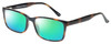 Profile View of Enhance EN4038 Designer Polarized Reading Sunglasses with Custom Cut Powered Green Mirror Lenses in Tortoise Havana Brown Gold Mens Classic Full Rim Acetate 60 mm