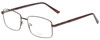 Profile View of Enhance EN4053 Designer Blue Light Blocking Eyeglasses in Shiny Brown Mens Rectangle Full Rim Metal 61 mm