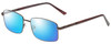 Profile View of Enhance EN4053 Designer Polarized Sunglasses with Custom Cut Blue Mirror Lenses in Shiny Brown Mens Rectangle Full Rim Metal 61 mm