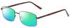 Profile View of Enhance EN4053 Designer Polarized Reading Sunglasses with Custom Cut Powered Green Mirror Lenses in Shiny Brown Mens Rectangle Full Rim Metal 61 mm