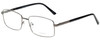 Profile View of Enhance EN4053 Designer Single Vision Prescription Rx Eyeglasses in Shiny Gunmetal Silver Mens Rectangle Full Rim Metal 61 mm