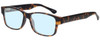 Profile View of Enhance EN4075 Designer Progressive Lens Blue Light Blocking Eyeglasses in Matte Tortoise Havana Brown Gold Mens Classic Full Rim Acetate 60 mm
