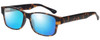 Profile View of Enhance EN4075 Designer Polarized Reading Sunglasses with Custom Cut Powered Blue Mirror Lenses in Matte Tortoise Havana Brown Gold Mens Classic Full Rim Acetate 60 mm