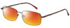Profile View of Enhance EN4106 Designer Polarized Sunglasses with Custom Cut Red Mirror Lenses in Brown Mens Rectangle Full Rim Metal 60 mm