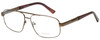 Profile View of Enhance EN4106 Designer Progressive Lens Blue Light Blocking Eyeglasses in Brown Mens Rectangle Full Rim Metal 63 mm