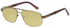 Profile View of Enhance EN4106 Designer Polarized Reading Sunglasses with Custom Cut Powered Sun Flower Yellow Lenses in Brown Mens Rectangle Full Rim Metal 63 mm