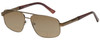 Profile View of Enhance EN4106 Designer Polarized Reading Sunglasses with Custom Cut Powered Amber Brown Lenses in Brown Mens Rectangle Full Rim Metal 63 mm