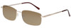 Profile View of Enhance EN4106 Designer Polarized Reading Sunglasses with Custom Cut Powered Amber Brown Lenses in Gold Mens Rectangle Full Rim Metal 63 mm