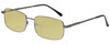 Profile View of Enhance EN4106 Designer Polarized Reading Sunglasses with Custom Cut Powered Sun Flower Yellow Lenses in Gunmetal Silver Mens Rectangle Full Rim Metal 60 mm