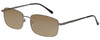 Profile View of Enhance EN4106 Designer Polarized Reading Sunglasses with Custom Cut Powered Amber Brown Lenses in Gunmetal Silver Mens Rectangle Full Rim Metal 63 mm