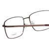 Close Up View of Enhance EN4161 Designer Single Vision Prescription Rx Eyeglasses in Brown Mens Rectangle Full Rim Metal 60 mm